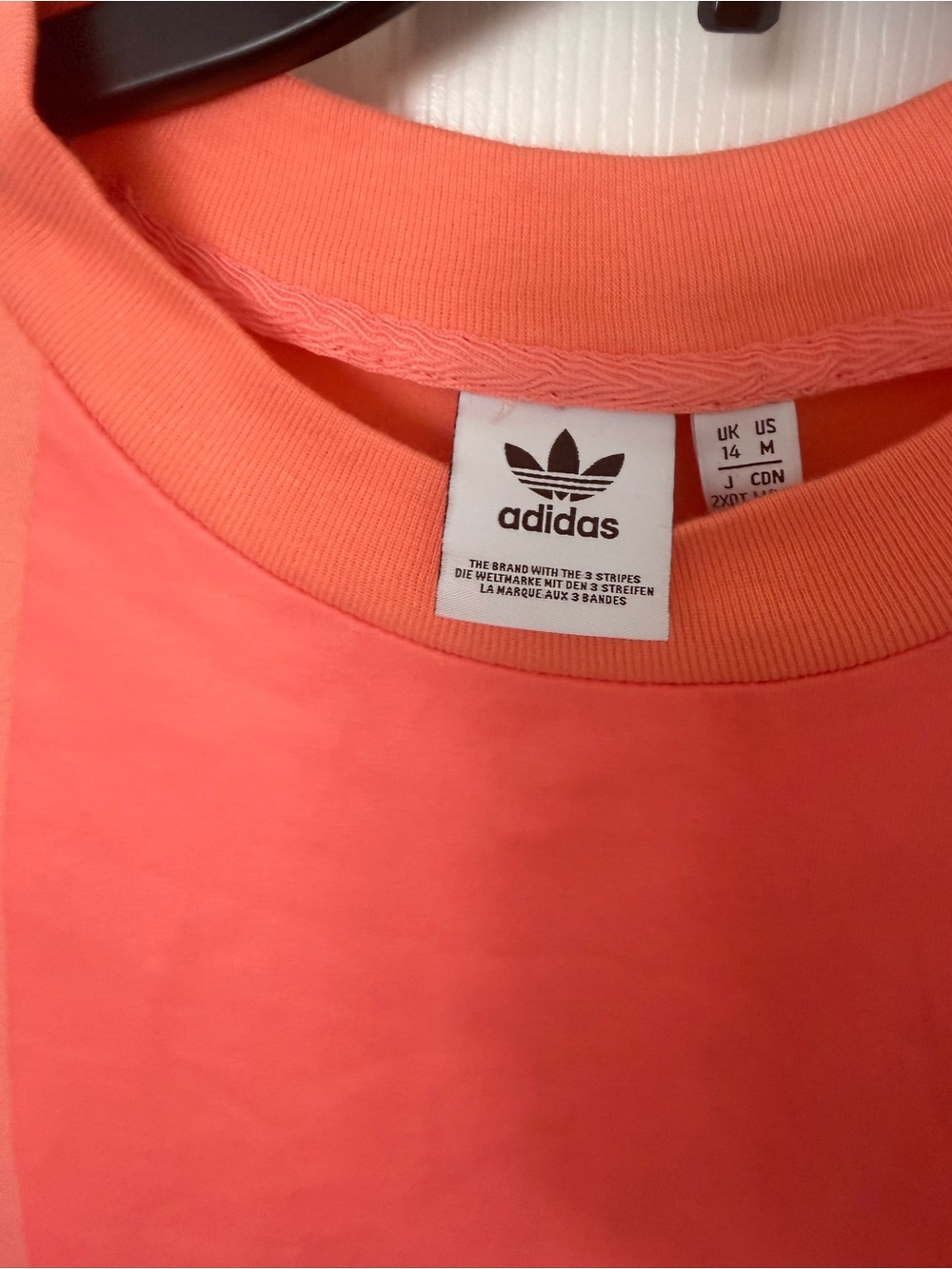 adidas Coral-Orange Trefoil Crewneck Tee - Picture 3 of 5